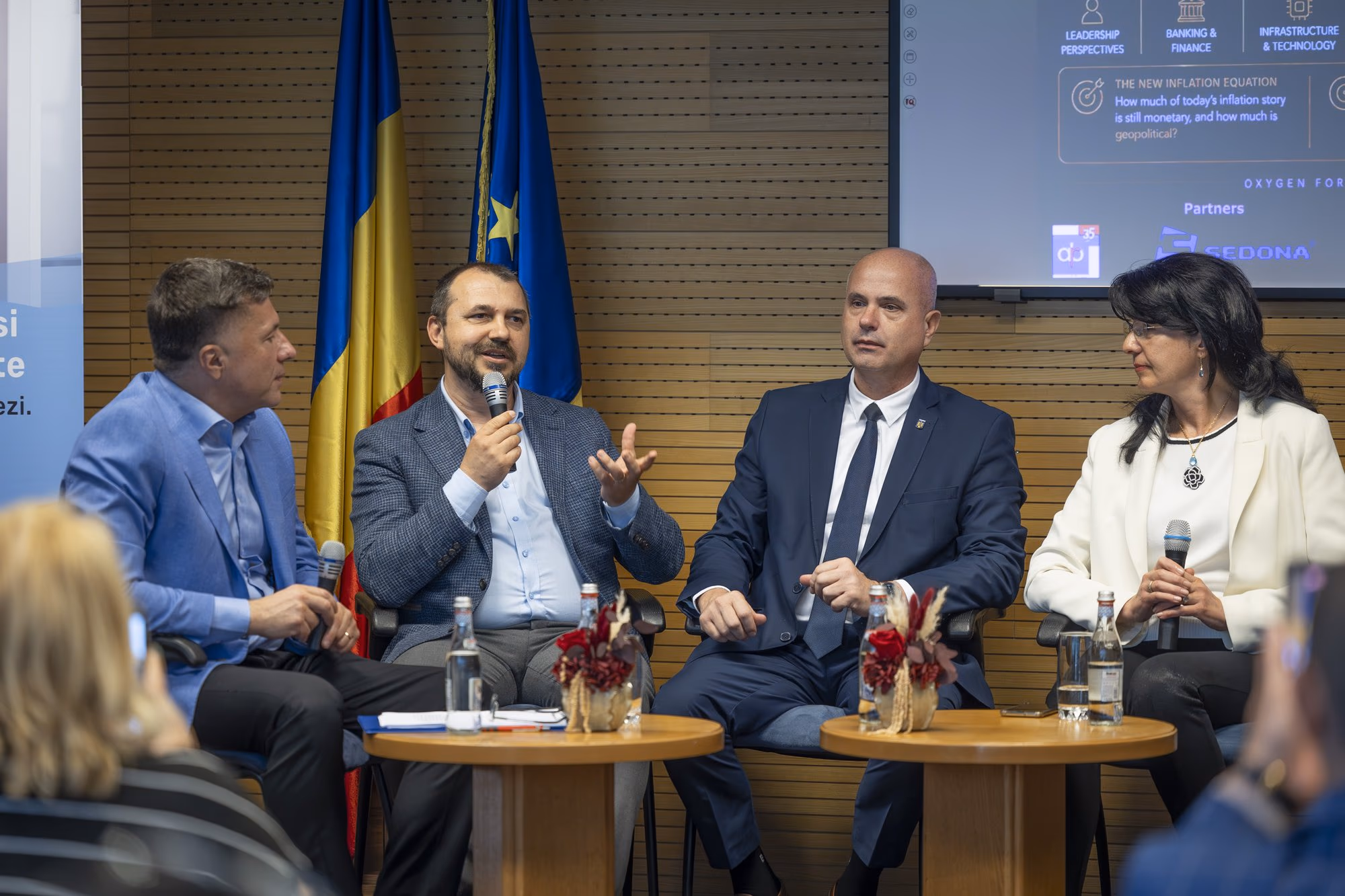 Cyber, Trust & Emerging Threats panel — Călin Rangu, Mircea Șcheau, Sergiu Zaharia and Denisa Diaconu on stage