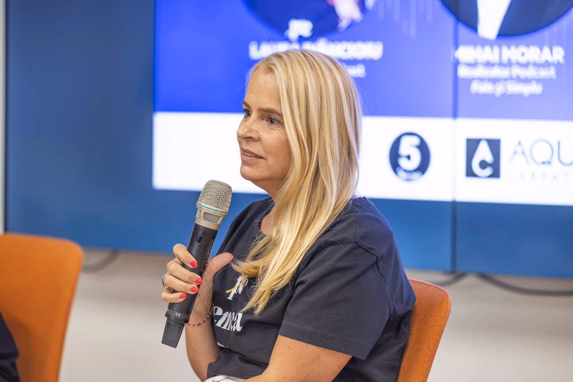 Laura Ivăncioiu explaining the lesson from the Marina Voica interview.