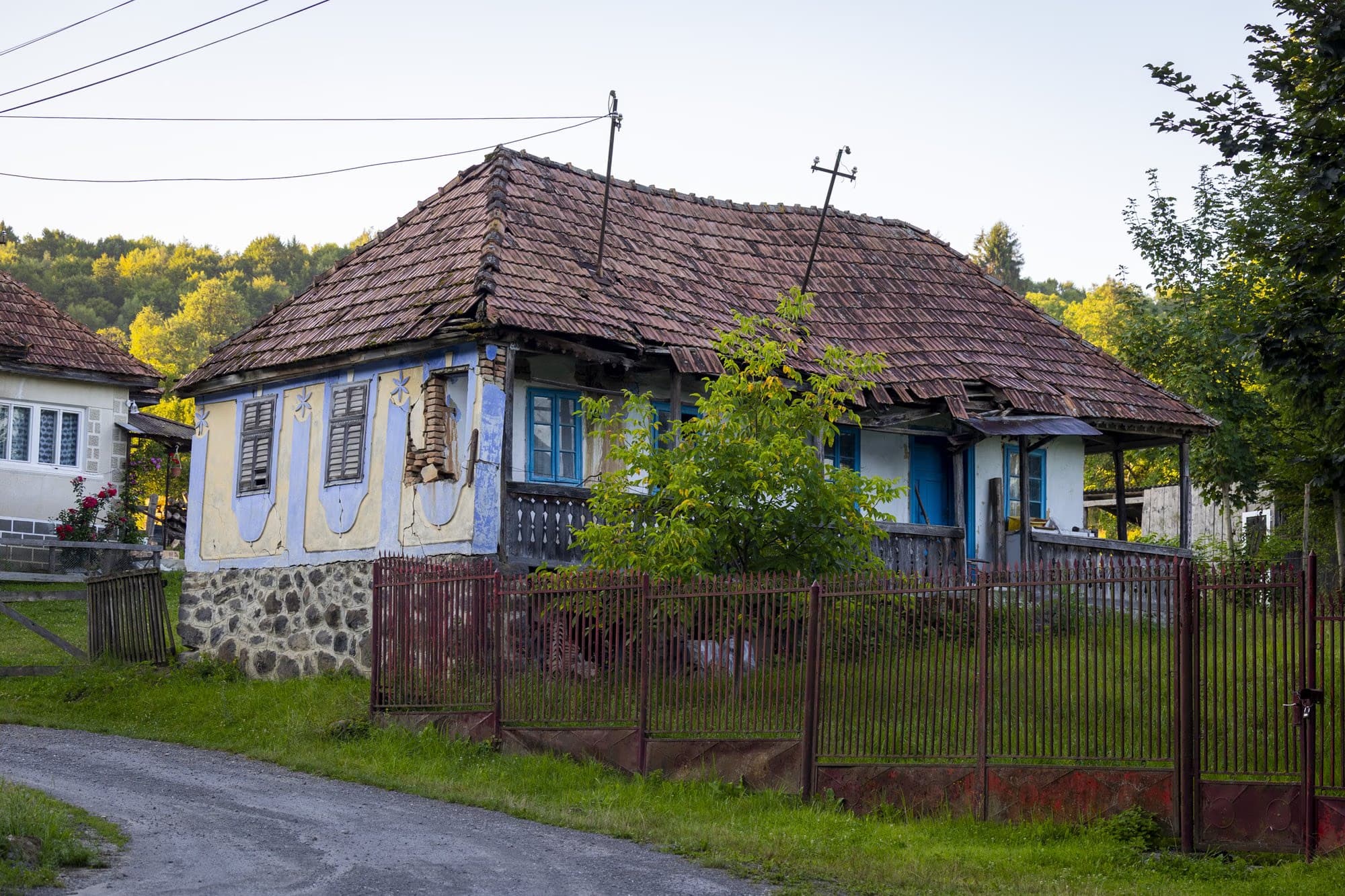 Old house with blue windows