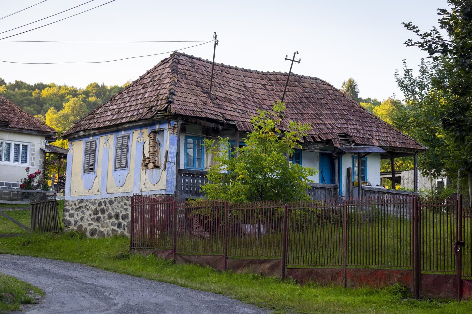 Old house with blue windows